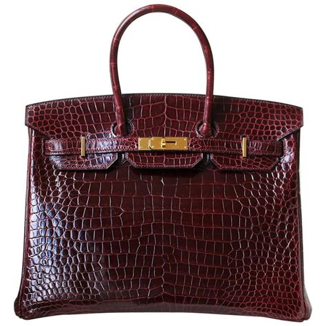 hermes burgundy bag|Hermes birkin crocodile bags.